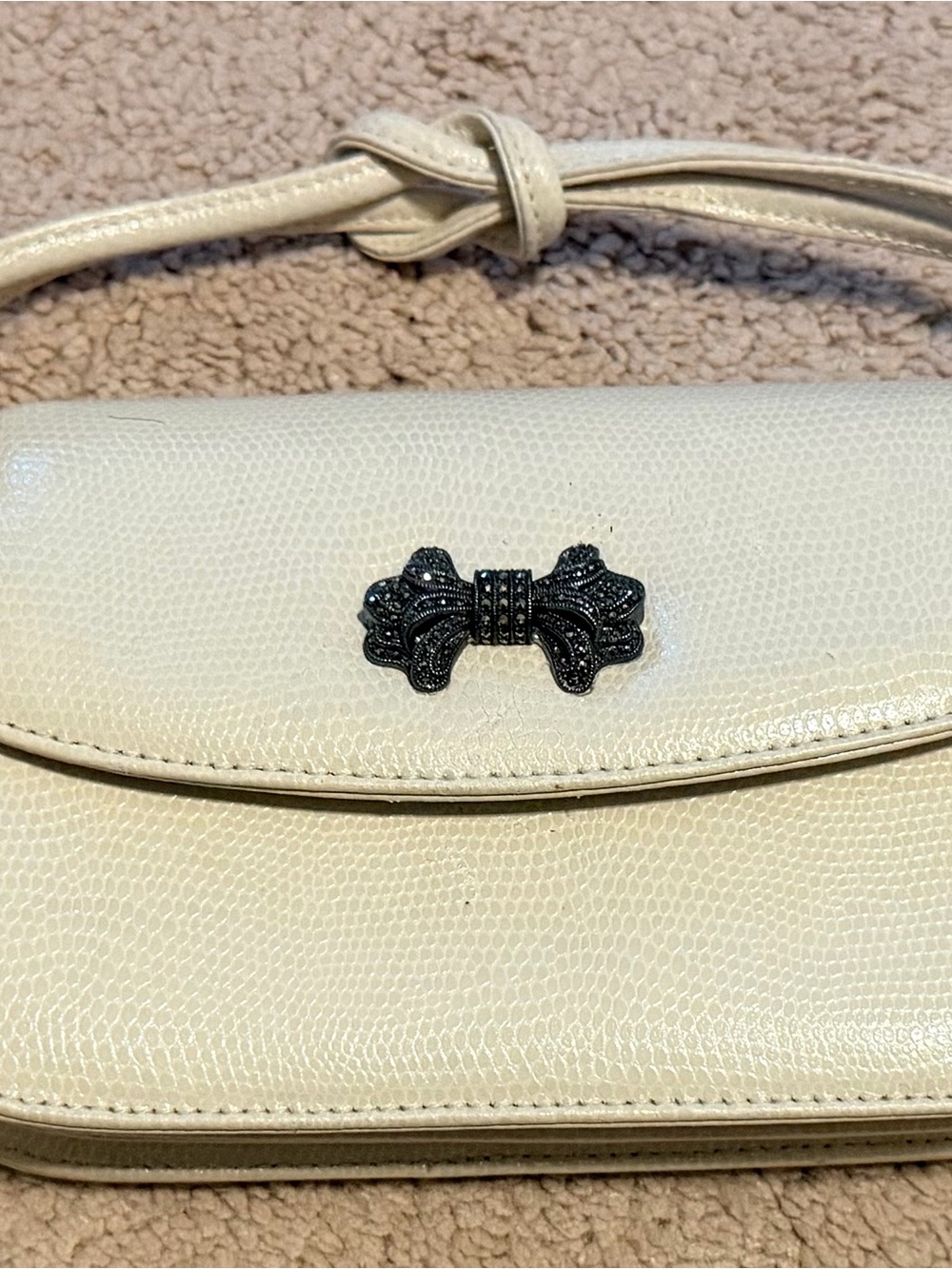 Judith Jack Cream Bag with Decorative Bow Accent